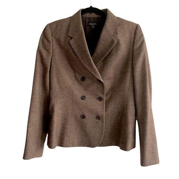 BROOKS BROTHERS Loro Piana Wool Double Breasted Blazer Brown 10 - Picture 2 of 10